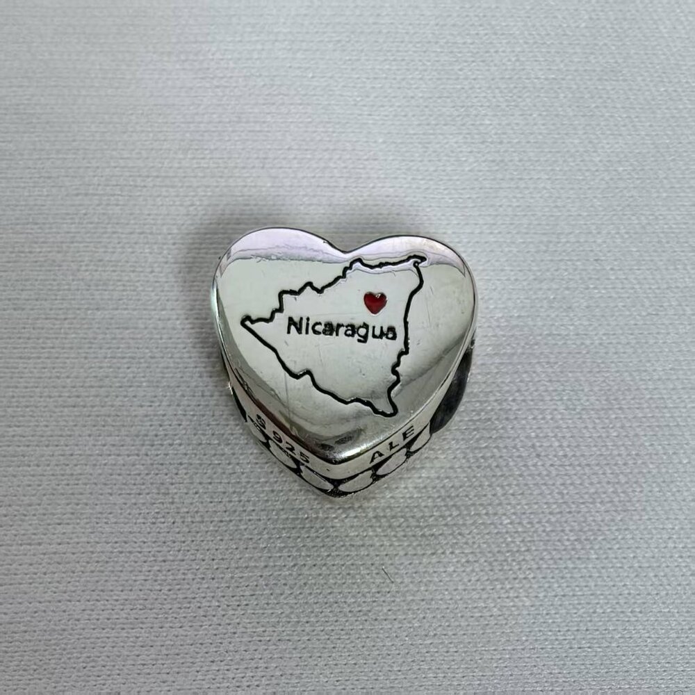 Pandora Nicaragua Exclusive Travel Heart Charm Pendant, S925 Silver Jewelry